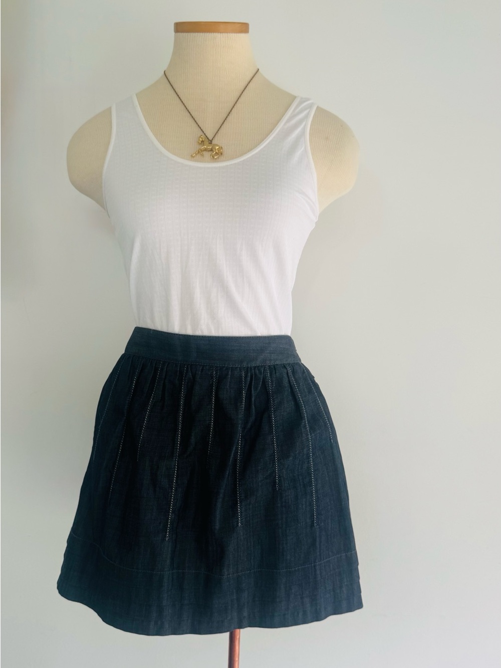 Theory Dark Denim Circle Skirt - Black